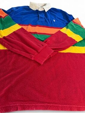 Polo Ralph Lauren Colorblock Striped Terry Rugby Polo XL